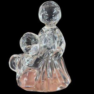 R.O.C Vtg Crystal Mother & Child Figurine Sculpture